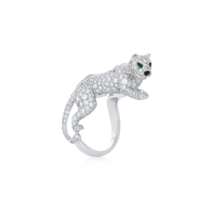Cartier 18K White Gold Diamond Leaping Panther Ring
