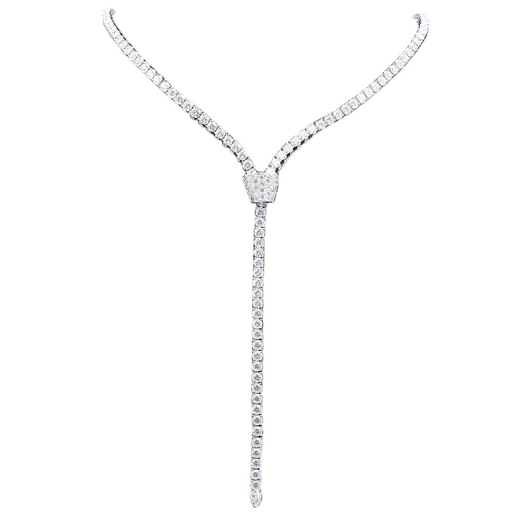 Lab-Grown Diamond ¾ct. tw. Round Brilliant Bezel Lariat Pendant | White -  #Lightbox Jewelry