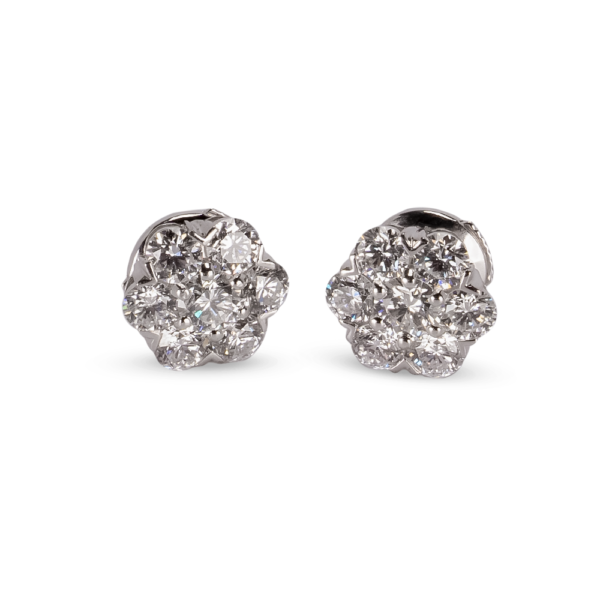 Van Cleef & Arpels 18K White Gold Fleurette Diamond Earrings