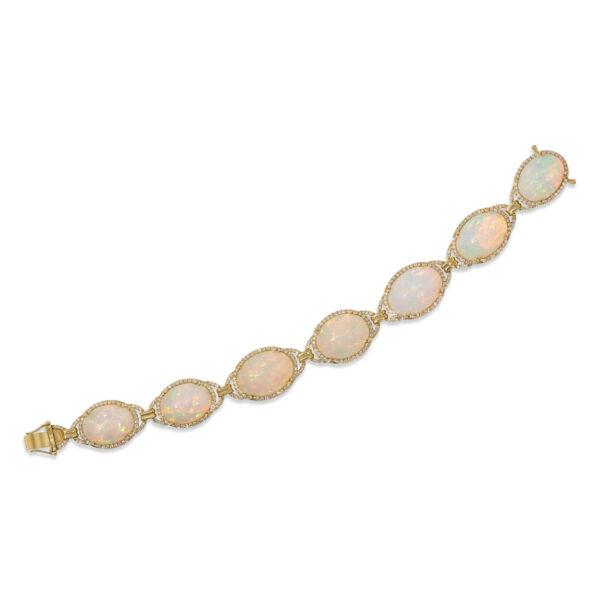Goshwara 18K Yellow Gold Diamond Opal Halo Bracelet