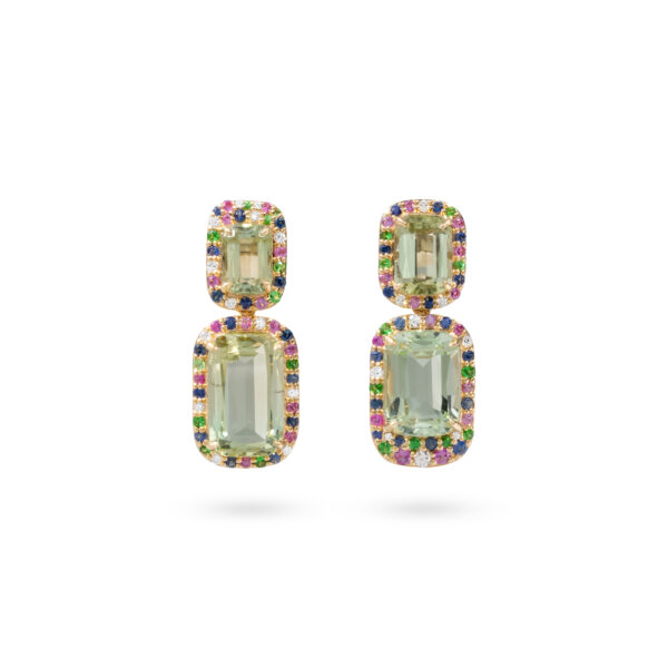 Goshwara 18K White Gold Diamond Color Stone Earrings