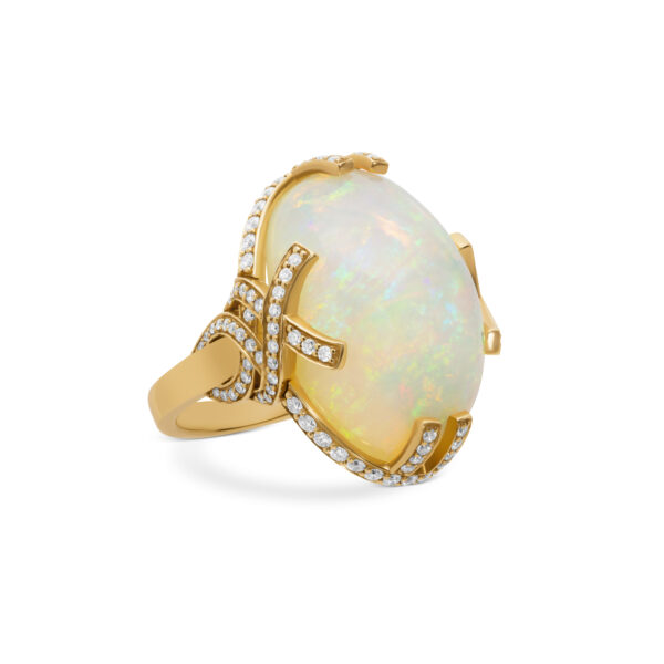 Goshwara 18K Yellow Gold Diamond Opal Ring