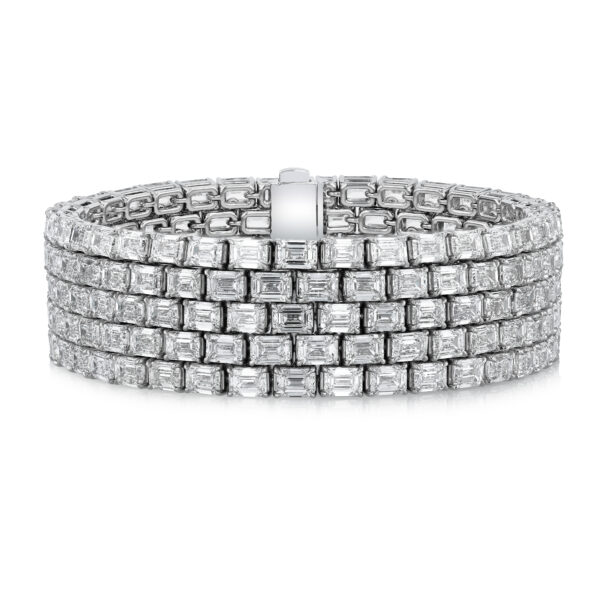 Joshua J Platinum Emerald Cut Diamond Bracelet