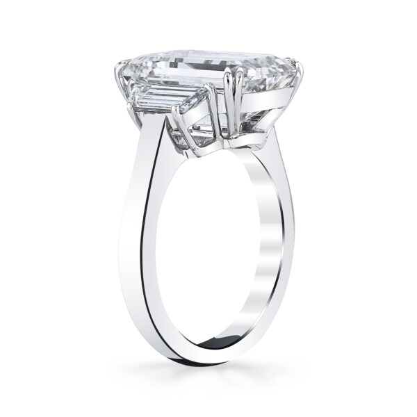 Joshua J Platinum Emerald Cut 3 Stone Ring