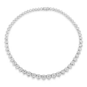 Yamron Collection 18K White Gold Diamond Cluster Riviera Necklace