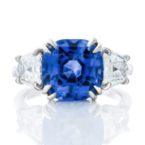 Yamron Collection Platinum Diamond Sapphire 3 Stone Ring