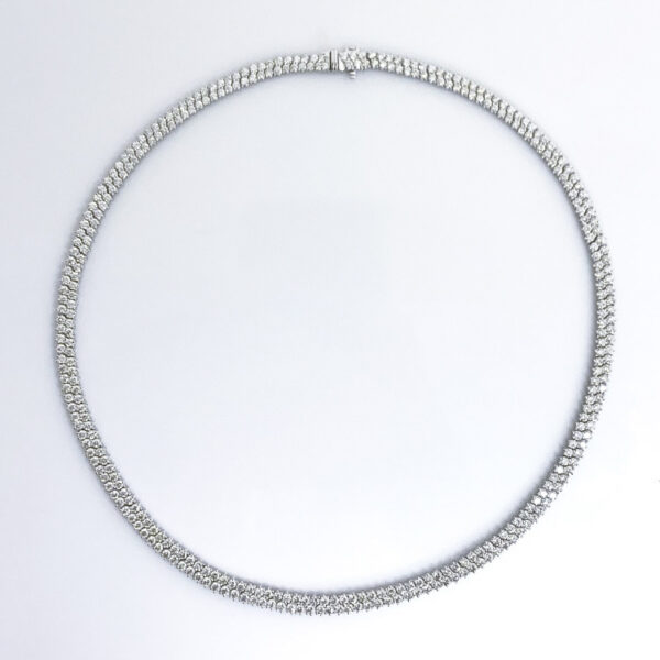 Yamron Collection 14K White Gold Double Row Diamond Riviera Necklace