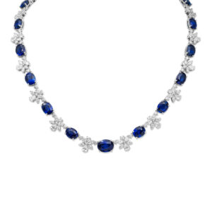 Yamron Collection 18K White Gold Diamond Sapphire Necklace