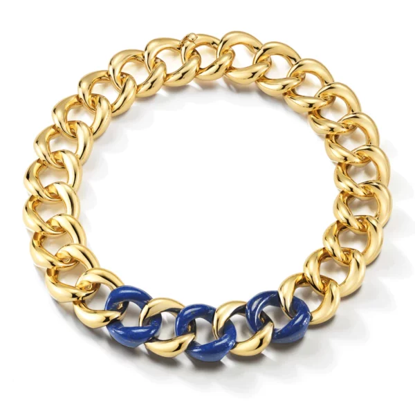 Seaman Schepps 18K Yellow Gold Lapis Link Necklace