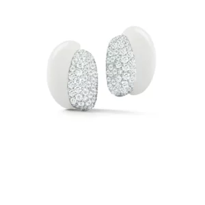 Seaman Schepps 18K White Gold Diamond White Ceramic Silhouette Earrings