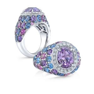 Robert Procop Platinum Diamond and Purple Sapphire Ring