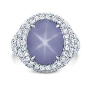 Robert Procop Platinum Diamond and Sapphire Halo Ring