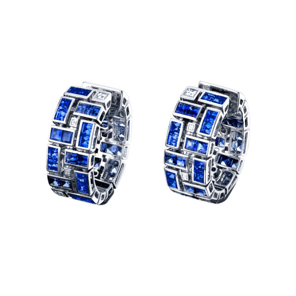 Robert Procop Platinum Diamond Sapphire Masterpiece Earrings
