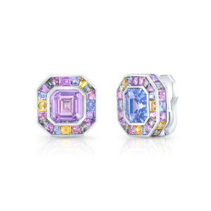 Robert Procop Platinum Sapphire and Violet Sapphire Masterpiece Earrings