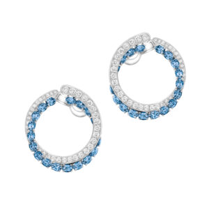 Robert Procop 18K White Gold Diamond Sapphire Hoop Earrings
