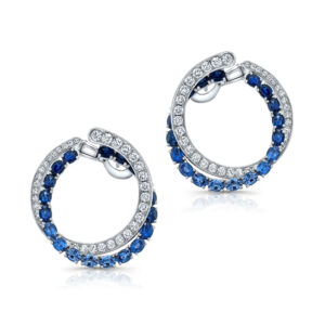 Robert Procop 18K White Gold Diamond Sapphire Hoop Earrings