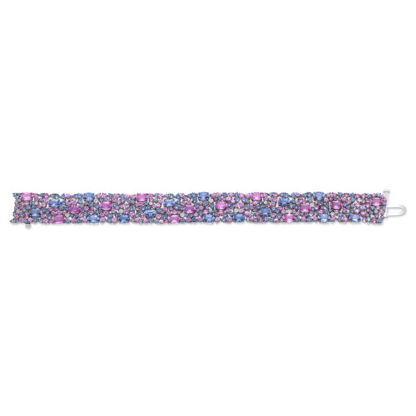 Robert Procop 18K White Gold Diamond Sapphire and Pink Sapphire Bracelet