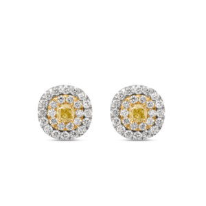 Yamron Collection 18k Titanium Yellow Diamond Cluster Earrings