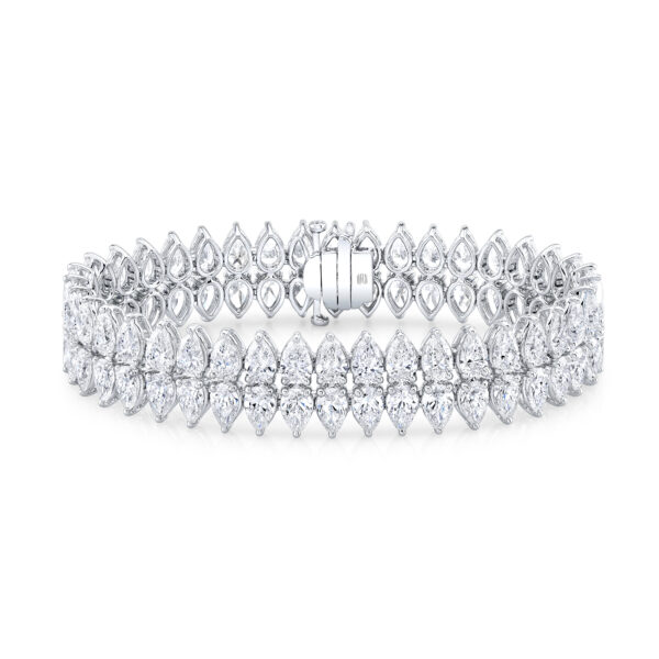 Rahaminov 18K White Gold Diamond Wide Bracelet