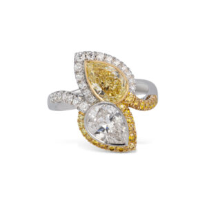 Yamron Collection Platinum 18K Yellow Gold Fancy Yellow Diamond Bypass Ring