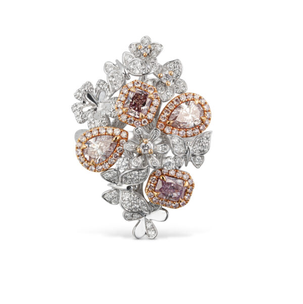 Yamron Collection 18K White/Rose Gold Diamond Flower Ring
