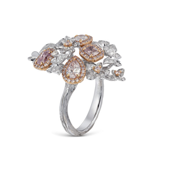 Yamron Collection 18K White/Rose Gold Diamond Flower Ring