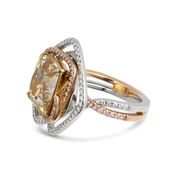 Yamron Collection 18K Tri Gold Diamond Cluster Halo Ring