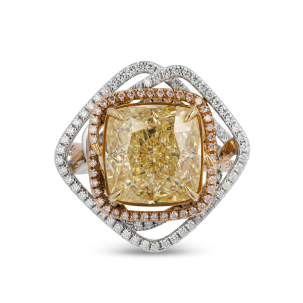 Yamron Collection 18K Tri Gold Diamond Cluster Halo Ring
