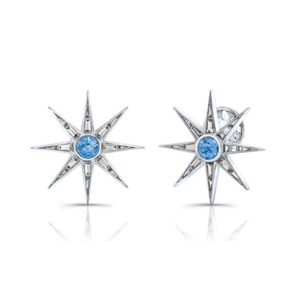 Robert Procop Platinum Diamond Sapphire Starburst Earrings