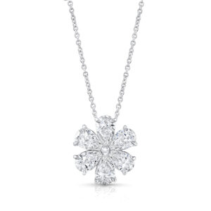 Rahaminov 18K White Gold Diamond Flower Pendant