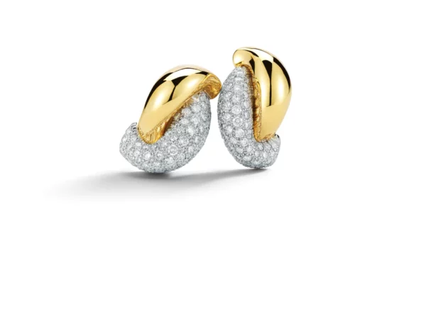 Seaman Schepps 18K Yellow Gold Diamond Pave Earrings