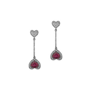 Goshwara 18K White Gold Diamond Ruby Earrings
