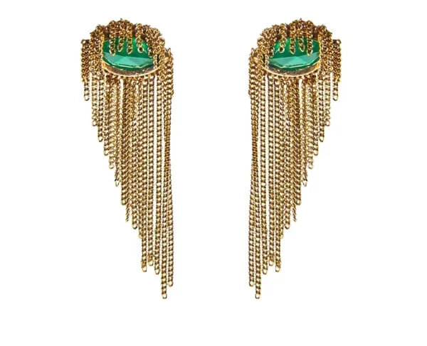 Parulina 18K Yellow Gold Heaven and Earth Glam Rock Emerald Earrings