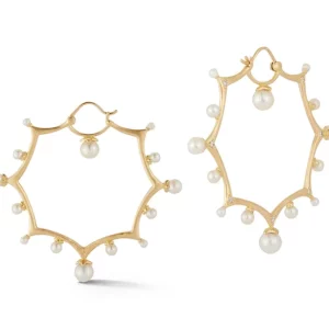 Parulina 18K Yellow Gold Terrene Large Pearl Diamond Earrings