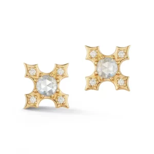 18K Yellow Gold Sovereign Tudor Stud Earrings