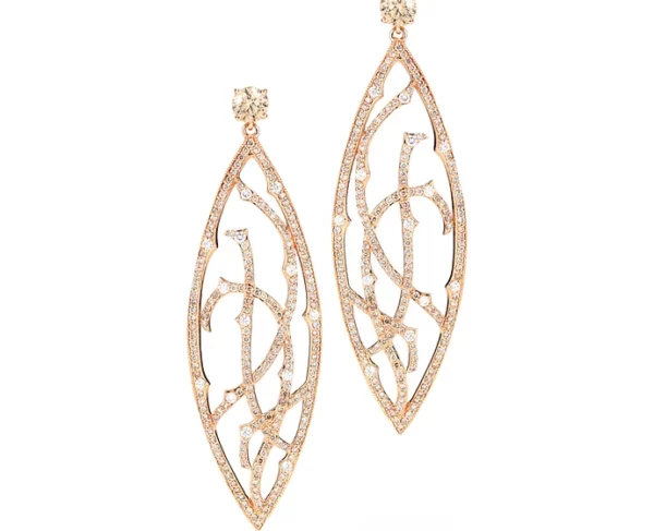 Parulina 18K Rose Gold Fantaisie Ivy Marquis Earrings