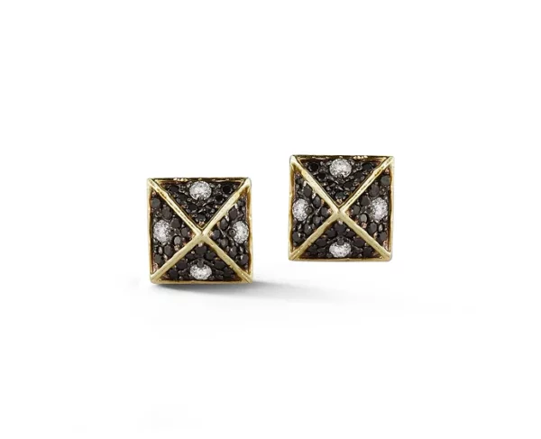 Parulina 18K Yellow Gold Sovereign Pyramid Stud Earrings