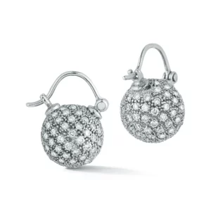 Parulina 18K White Gold Ecclesia Diamond Ball Earrings