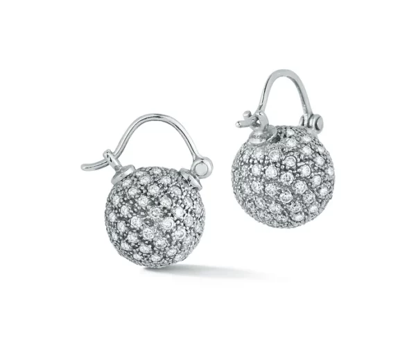 Parulina 18K White Gold Ecclesia Diamond Ball Earrings