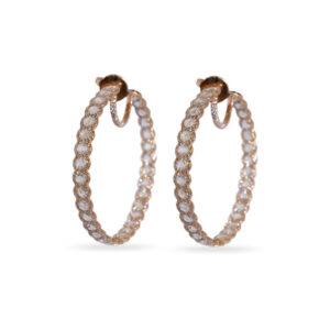 64 Facet 18K Rose Gold Diamond Hoops Earrings